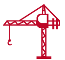 símbolo animado de grúa roja